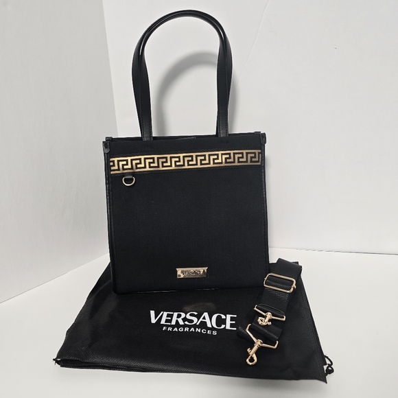Versace Black And Gold Tote Bag With Dust Bag - NEW - Picture 3 of 17